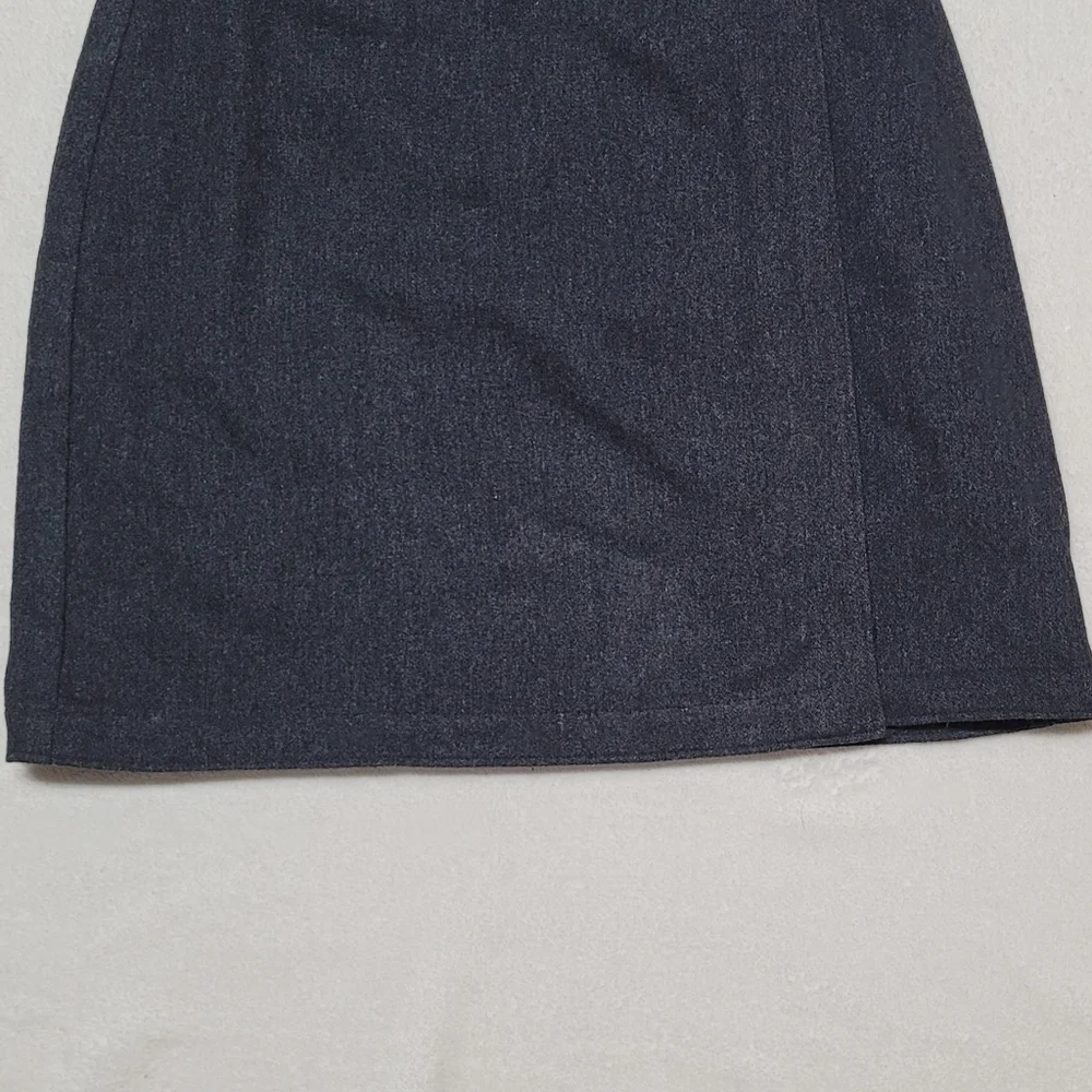90s Vintage GAP Charcoal Gray Wool Blend Micro Mini Wrap Skirt 6 - Picture 4 of 10